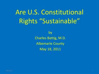 Are U.S. Constitutional Rights “Sustainable”