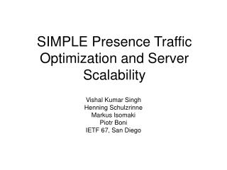 SIMPLE Presence Traffic Optimization and Server Scalability