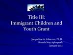 Title III: Immigrant Children and Youth Grant