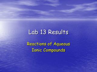Lab 13 Results