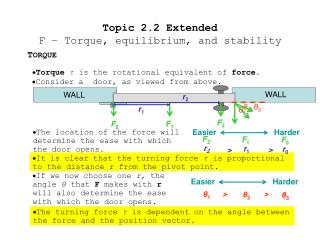 Topic 2.2 Extended F – Torque, equilibrium, and stability