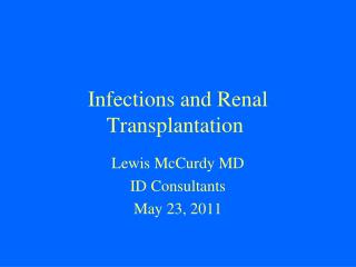 Infections and Renal Transplantation