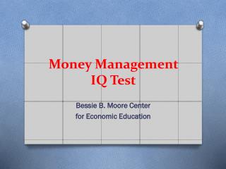 Money Management IQ Test