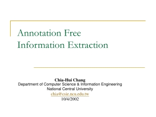 Annotation Free Information Extraction