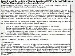 Corcentric and the Institute of Finance Operations (IOFO) to