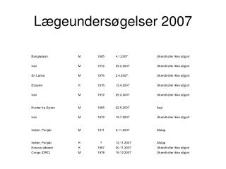 Lægeundersøgelser 2007