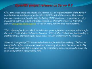 OpenXDI project releases oxServer 0.2