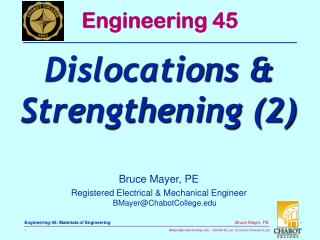 Bruce Mayer, PE Registered Electrical & Mechanical Engineer BMayer@ChabotCollege