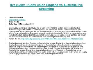 live rugby | rugby union England vs Australia live streaming