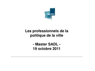 Les professionnels de la politique de la ville - Master SADL - 19 octobre 2011
