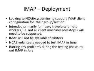 IMAP – Deployment