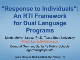 "Response to Individuals": An RTI Framework for Dual Language Programs