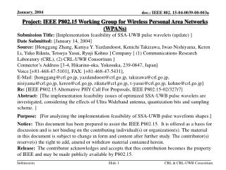 Project: IEEE P802.15 Working Group for Wireless Personal Area Networks (WPANs)