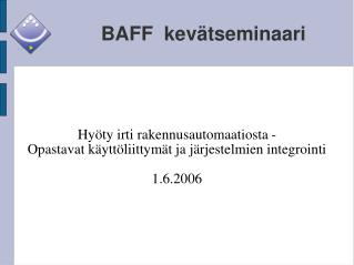 BAFF kevätseminaari