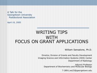 WRITING TIPS WITH FOCUS ON GRANT APPLICATIONS