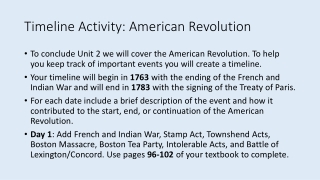 Timeline Activity: American Revolution