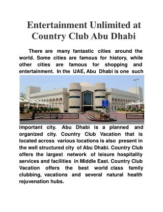 Entertainment Unlimited at Country Club Abu Dhabi