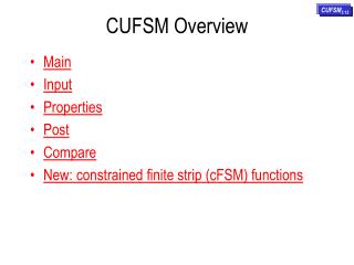 CUFSM Overview