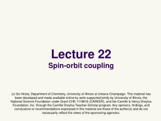 Lecture 22 Spin-orbit coupling