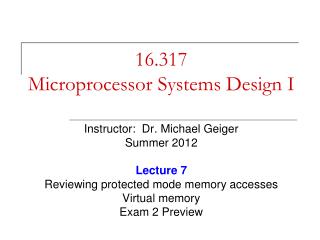 16.317 Microprocessor Systems Design I