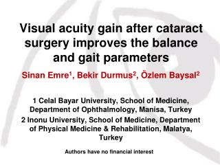 Visual acuity gain after cataract surgery improves the balance and gait parameters