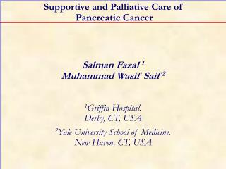 Supportive and Palliative Care of Pancreatic Cancer