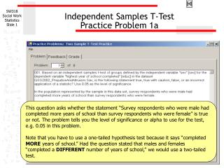 Independent Samples T-Test Practice Problem 1a