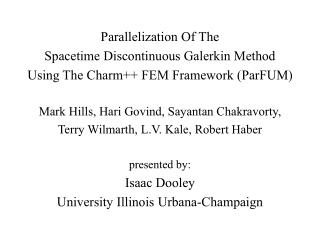 Parallelization Of The Spacetime Discontinuous Galerkin Method
