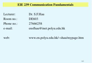 EIE 239 Communication Fundamentals