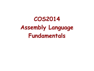 COS2014 Assembly Language Fundamentals