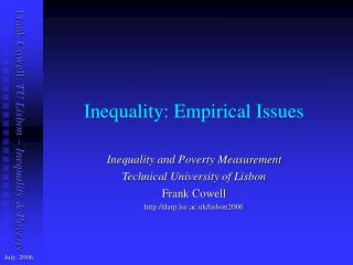 Inequality: Empirical Issues