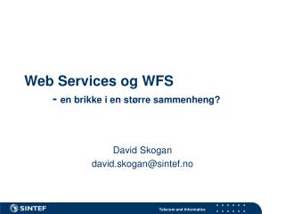 Web Services og WFS - en brikke i en større sammenheng?