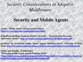 Security Considerations in Adaptive Middleware
