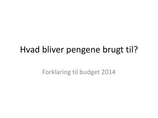 Hvad bliver pengene brugt til?