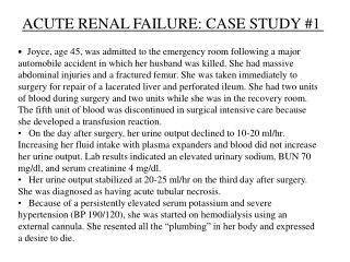 write a case study on kidney related problems