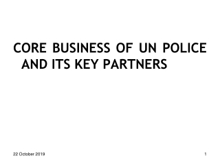 CORE BUSINESS OF UN POLICE AND ITS KEY PARTNERS