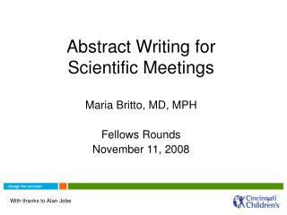 Abstract Writing for Scientific Meetings