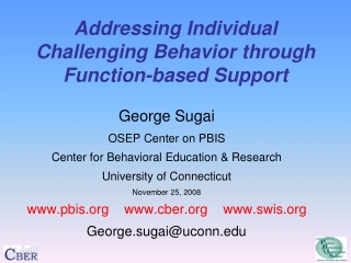 Addressing Individual Challenging Behavior through Function-based Support