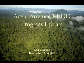 Aceh Province REDD Progress Update GCF Meeting Banda Aceh May 2010