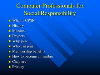 Computer Professionals for Social Responsibility