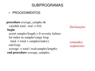 SUBPROGRAMAS