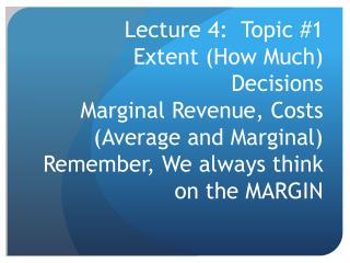 Lecture 4: Topic 1 – Summary of main points