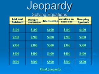 Jeopardy Solving Equations