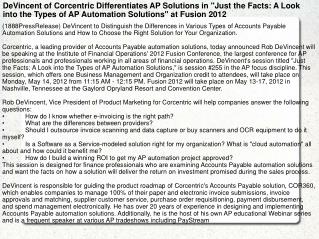 DeVincent of Corcentric Differentiates AP Solutions in "Just