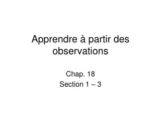 Apprendre à partir des observations