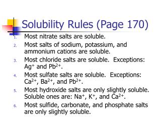 Solubility Rules (Page 170)