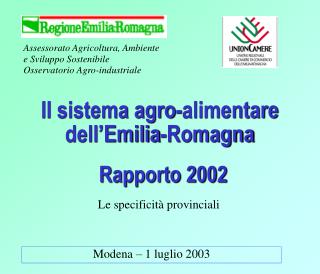 Il sistema agro-alimentare dell’Emilia-Romagna Rapporto 2002