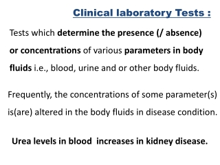 Clinical laboratory Tests :