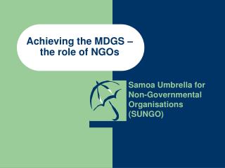 Achieving the MDGS – the role of NGOs