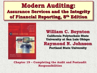 Modern Auditing: Assurance Services and the Integrity of Financial Reporting, 8 th Edition